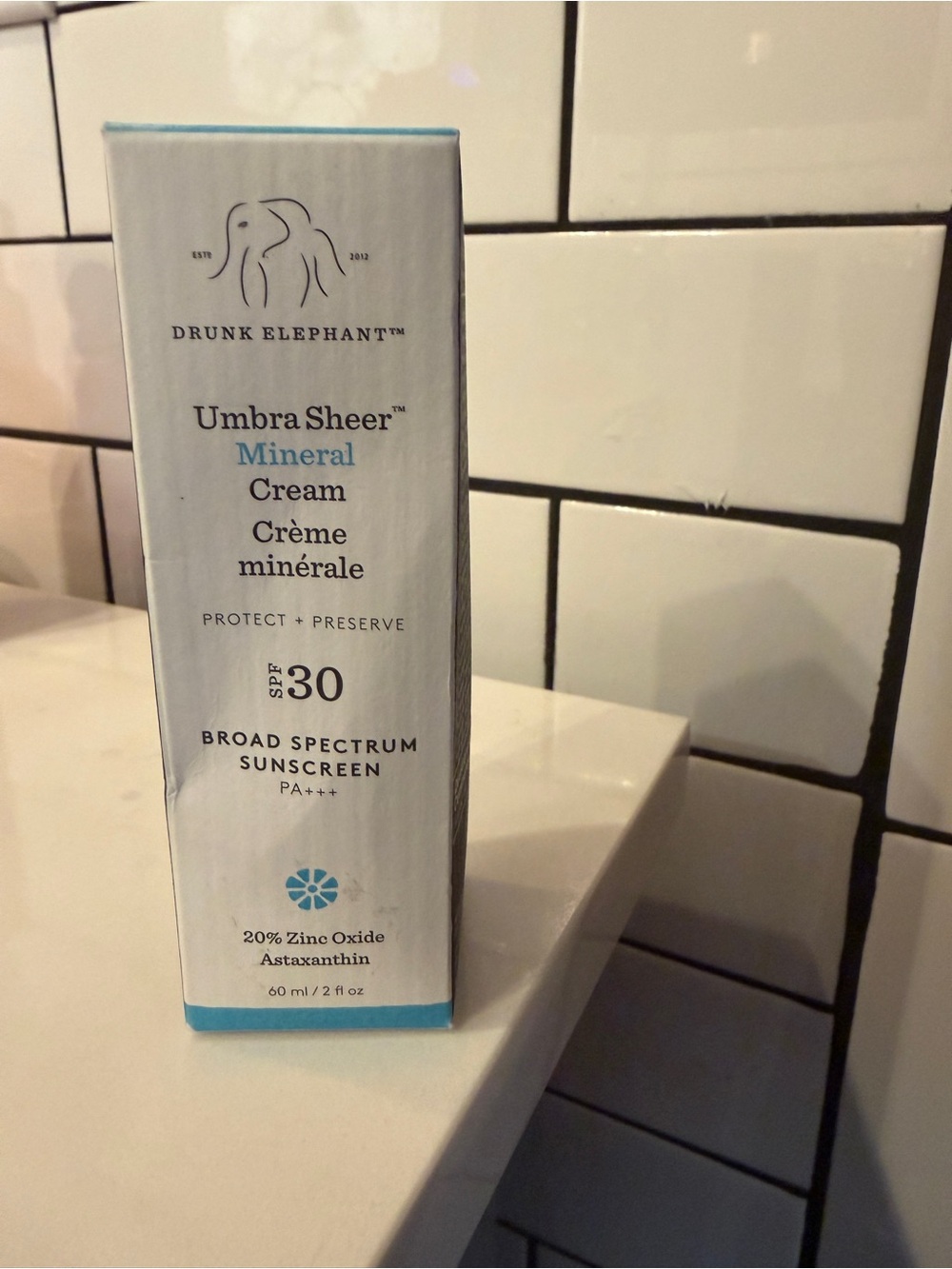 Drunk Elephant Umbra Sheer Mineral Cream SPF 30 - White with Light Blue Accents